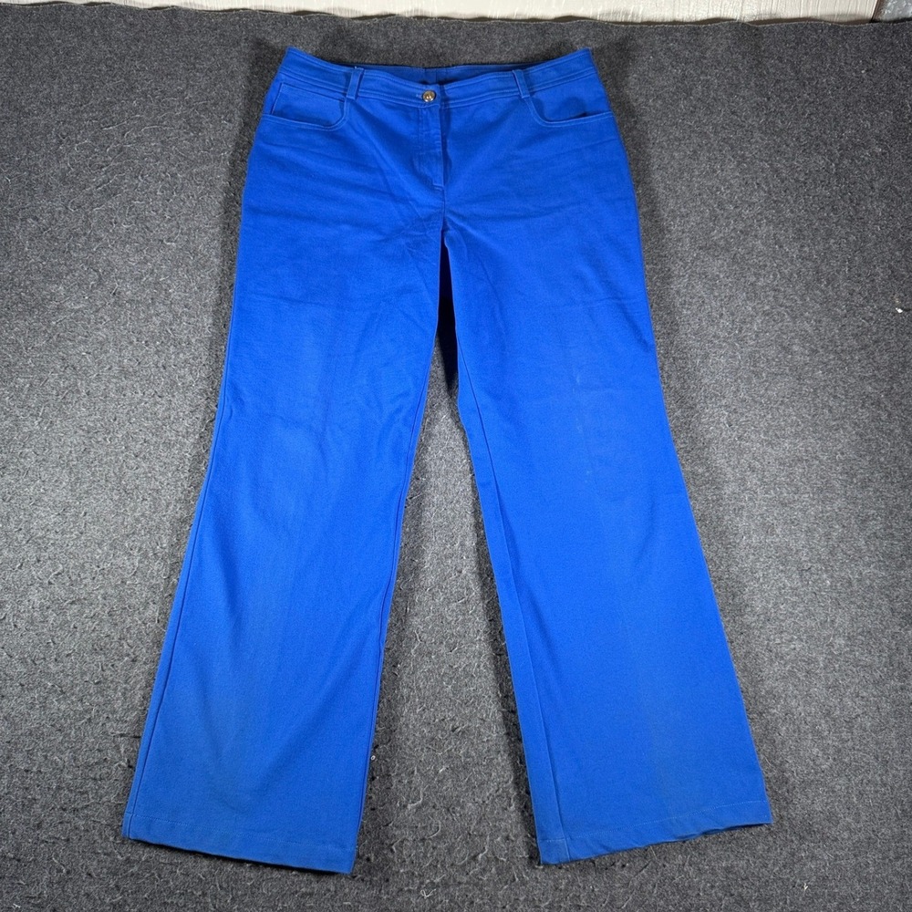 St John Collection Royal Blue Santana Knit Straight Leg Pants Womens 12 RT09